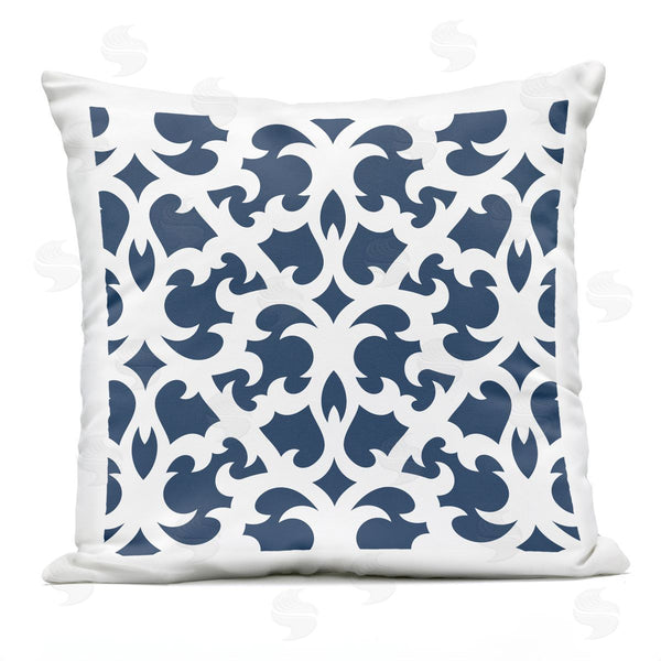 Stupell Industries Geoff Tygert | Blue Brocade Motif Outline Printed Throw Pillow