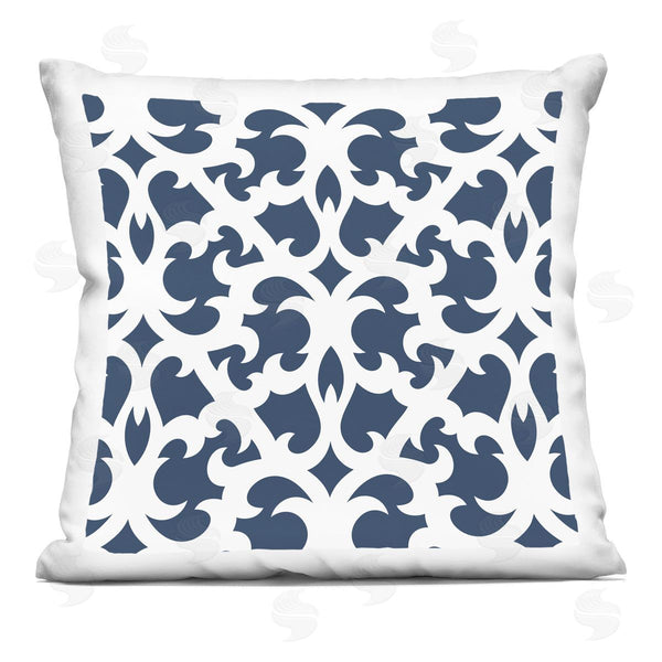 stupell industries Geoff Tygert | Blue Brocade Motif Outline Printed Throw Pillow