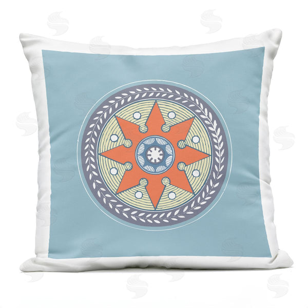 Stupell Industries Geoff Tygert | Blue Round Orange Accent Medallion Printed Throw Pillow