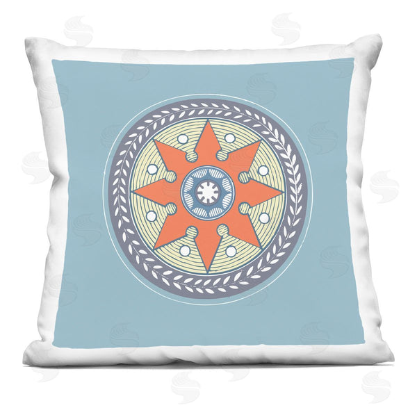 stupell industries Geoff Tygert | Blue Round Orange Accent Medallion Printed Throw Pillow