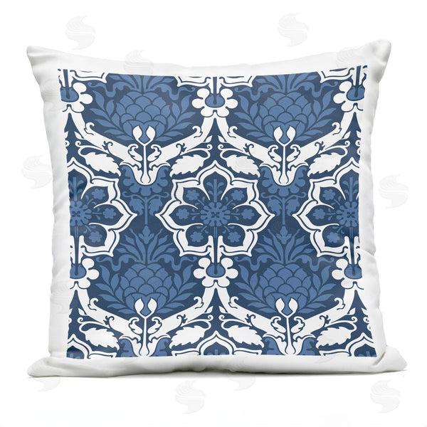 Stupell Industries Geoff Tygert | Blue White Damask Pattern Printed Throw Pillow