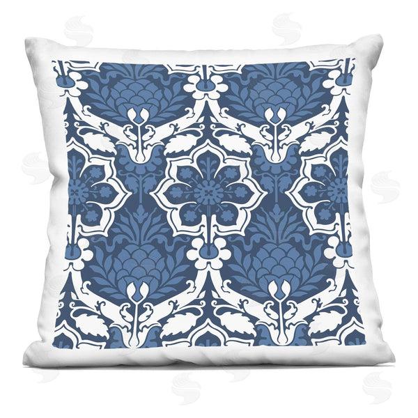 stupell industries Geoff Tygert | Blue White Damask Pattern Printed Throw Pillow
