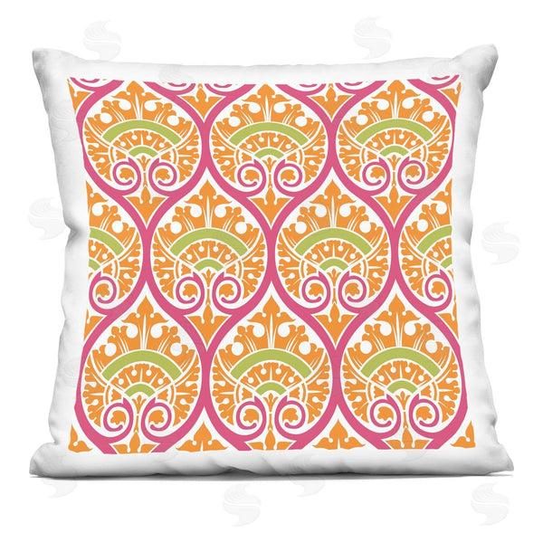 stupell industries Geoff Tygert | Bold Orange Pink Ogee Printed Throw Pillow
