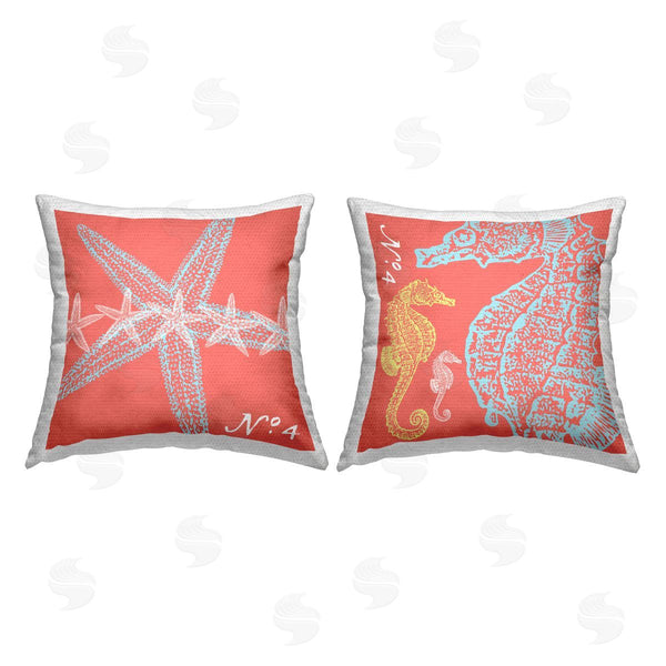 Stupell Industries Geoff Tygert | Bold Pink Aquatic Sea Life Printed Throw Pillow Set