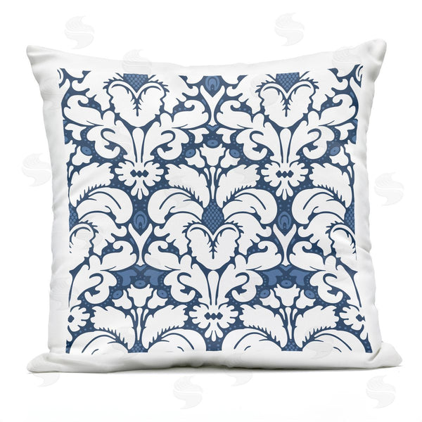Stupell Industries Geoff Tygert | Floral Brocade Blue Pattern Printed Throw Pillow