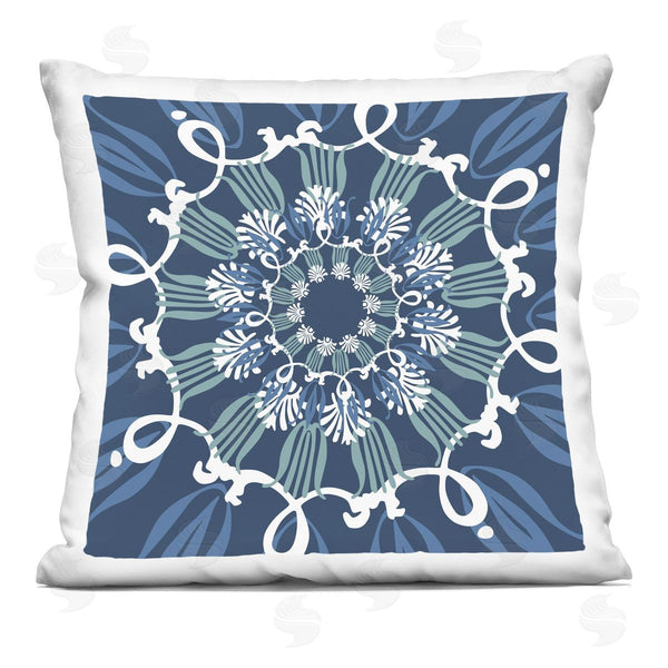 stupell industries Geoff Tygert | Fluid Shapes Blue Pattern Printed Throw Pillow