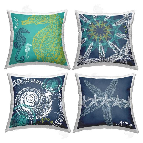 stupell industries Geoff Tygert | Nautical Ocean Creatures Arrangement Printed Throw Pillow Set
