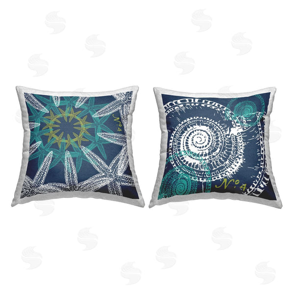 Stupell Industries Geoff Tygert | Navy Sea Life Pattern Motif Printed Throw Pillow Set
