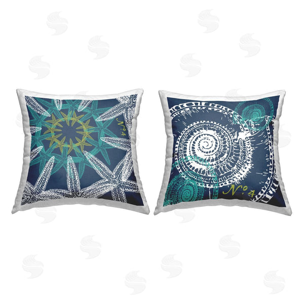 stupell industries Geoff Tygert | Navy Sea Life Pattern Motif Printed Throw Pillow Set