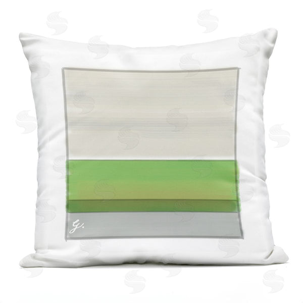 Stupell Industries Geoff Tygert | Neutral Green Square Stripes Printed Throw Pillow