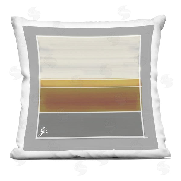 stupell industries Geoff Tygert | Ochre Accent Stripe Shapes Printed Throw Pillow