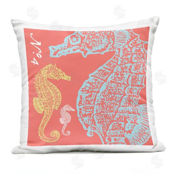 Stupell Industries Geoff Tygert | Orange Aquatic Seahorses Printed Throw Pillow