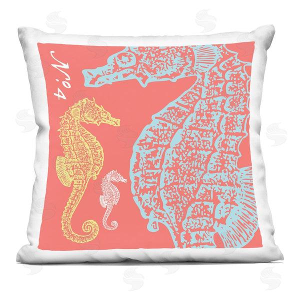 stupell industries Geoff Tygert | Orange Aquatic Seahorses Printed Throw Pillow