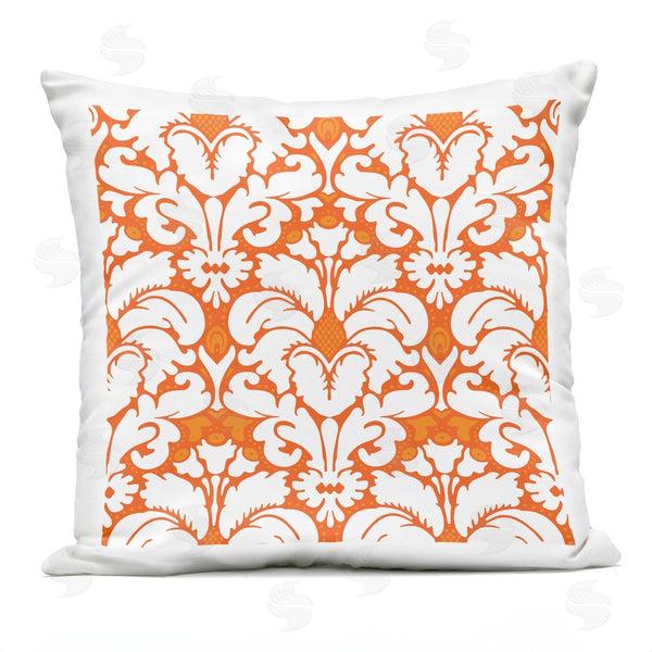 Stupell Industries Geoff Tygert | Orange Floral Brocade Pattern Printed Throw Pillow