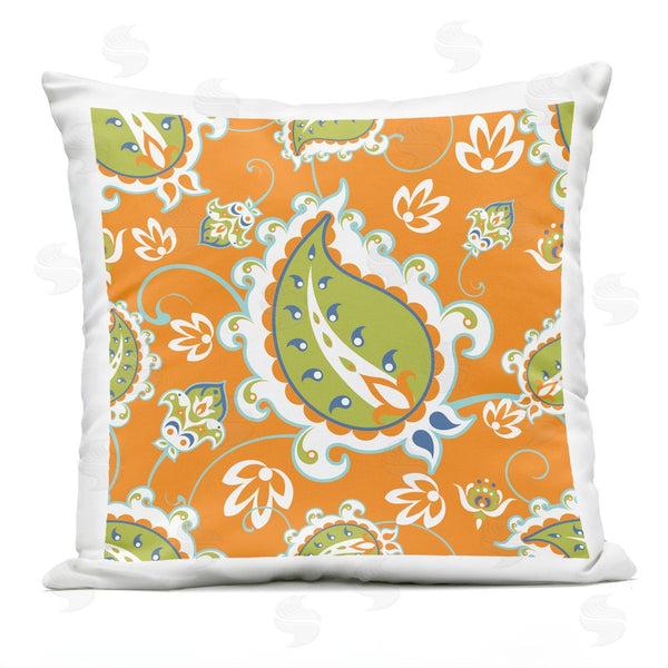 Stupell Industries Geoff Tygert | Orange Green Paisley Shapes Printed Throw Pillow