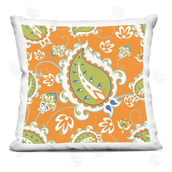 stupell industries Geoff Tygert | Orange Green Paisley Shapes Printed Throw Pillow