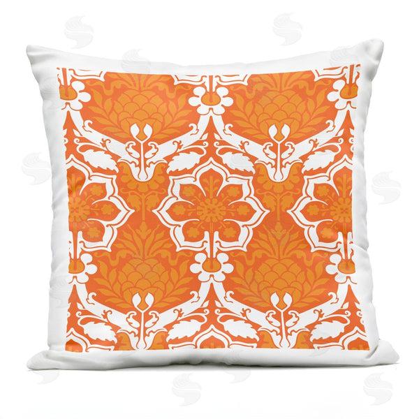 Stupell Industries Geoff Tygert | Orange White Damask Pattern Printed Throw Pillow
