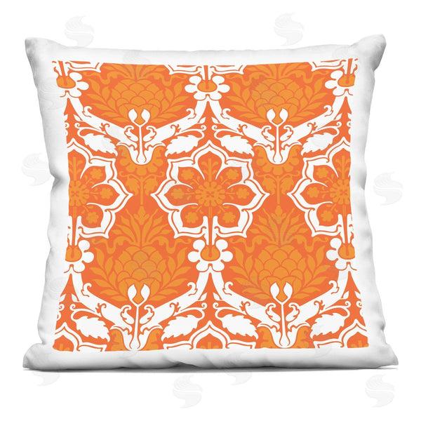 stupell industries Geoff Tygert | Orange White Damask Pattern Printed Throw Pillow