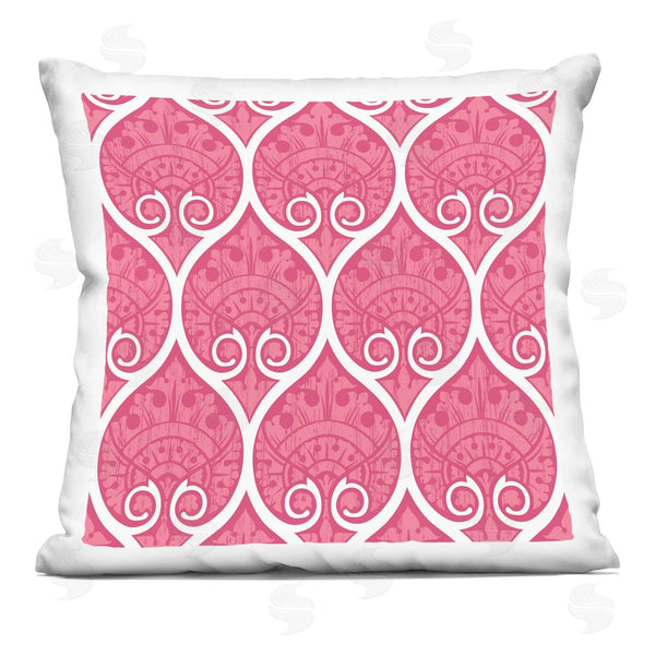 stupell industries Geoff Tygert | Pink White Ogee Pattern Printed Throw Pillow