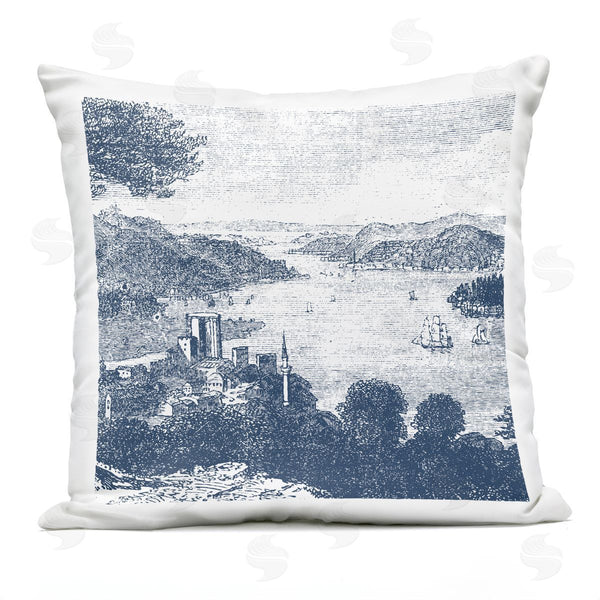 Stupell Industries Geoff Tygert | Port Town Toile Scenery Printed Throw Pillow