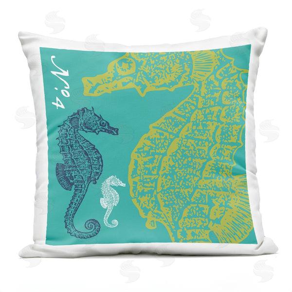 Stupell Industries Geoff Tygert | Teal Seahorses Aquatic Pattern Printed Throw Pillow