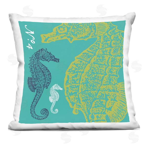 stupell industries Geoff Tygert | Teal Seahorses Aquatic Pattern Printed Throw Pillow