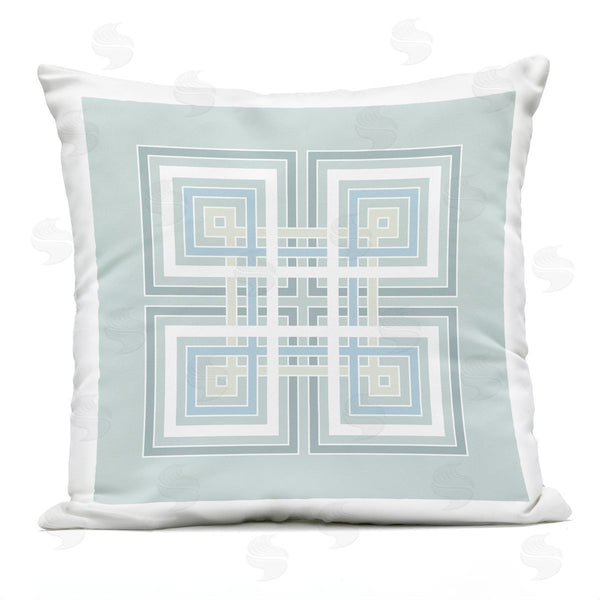 Stupell Industries Geoff Tygert | Turquoise Greek Key Shapes Printed Throw Pillow