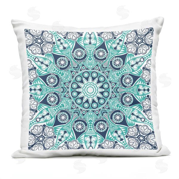 Stupell Industries Geoff Tygert | Turquoise Medallion Fractal Pattern Printed Throw Pillow