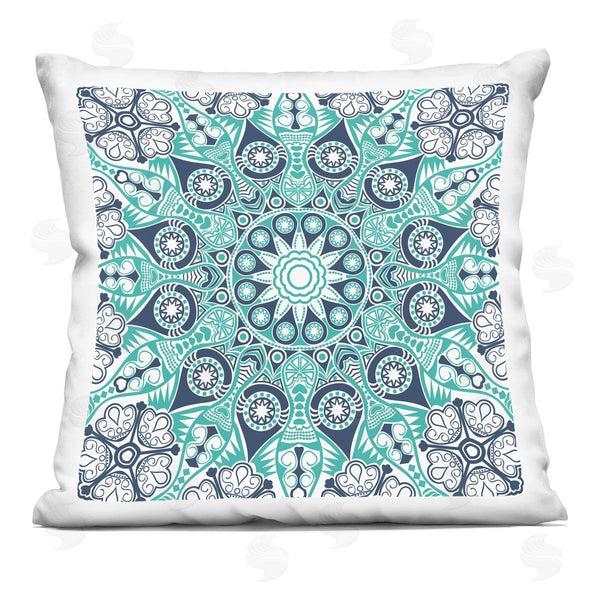stupell industries Geoff Tygert | Turquoise Medallion Fractal Pattern Printed Throw Pillow