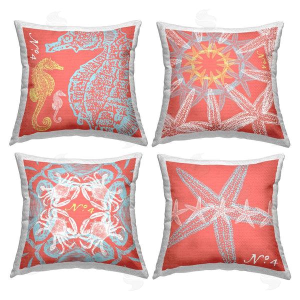 Stupell Industries Geoff Tygert | Vivid Sea Life Nautical Pattern Printed Throw Pillow Set