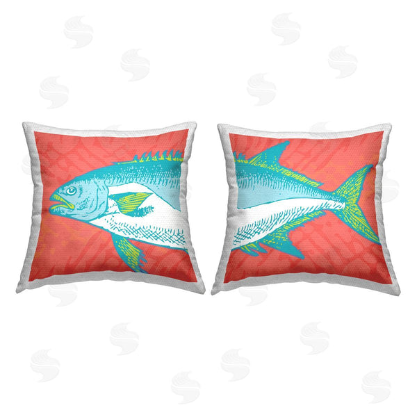 Stupell Industries Geoff Tygert | Vivid Tuna Aquatic Fish Printed Throw Pillow Set
