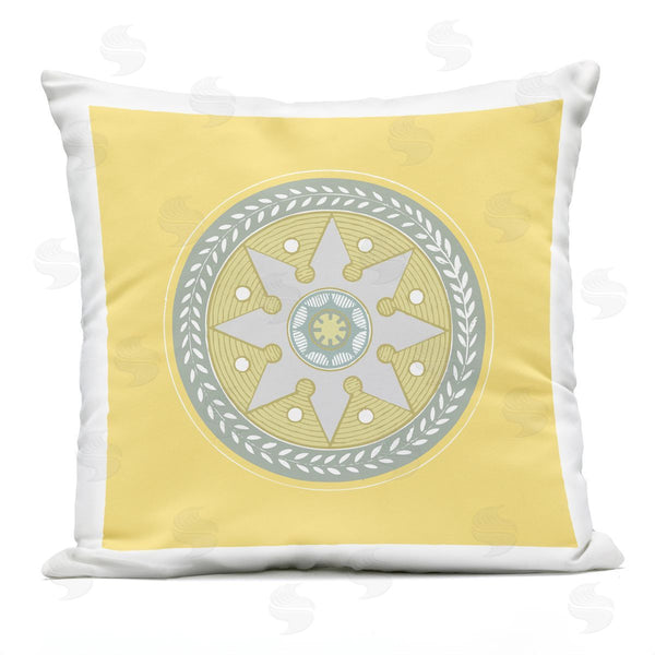 Stupell Industries Geoff Tygert | Yellow Medallion Shape Pattern Printed Throw Pillow