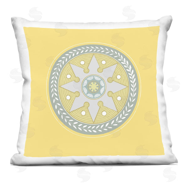 stupell industries Geoff Tygert | Yellow Medallion Shape Pattern Printed Throw Pillow