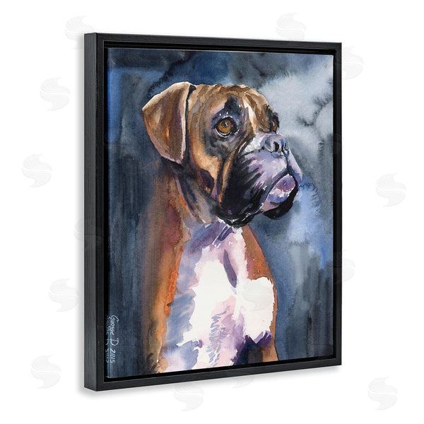 Stupell Industries George Dyachenko | Adorable Boxer Pet Dog Dark Mist Portrait