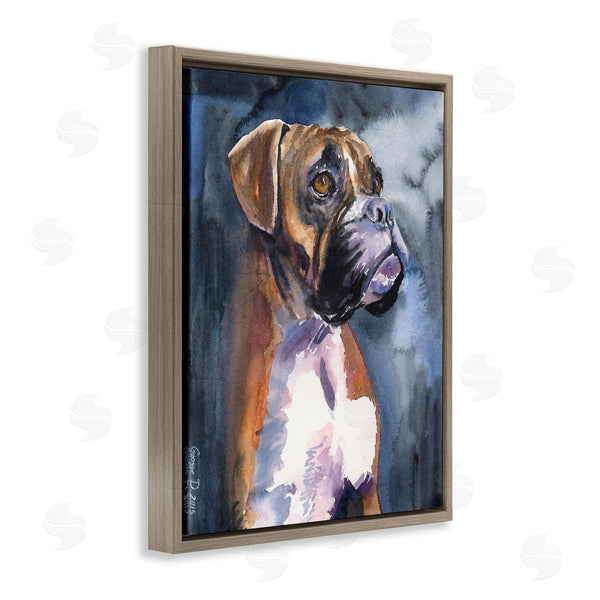 Stupell Industries George Dyachenko | Adorable Boxer Pet Dog Dark Mist Portrait