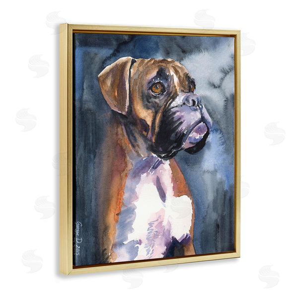 Stupell Industries George Dyachenko | Adorable Boxer Pet Dog Dark Mist Portrait