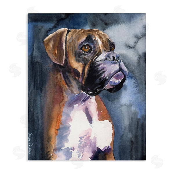 stupell industries George Dyachenko | Adorable Boxer Pet Dog Dark Mist Portrait