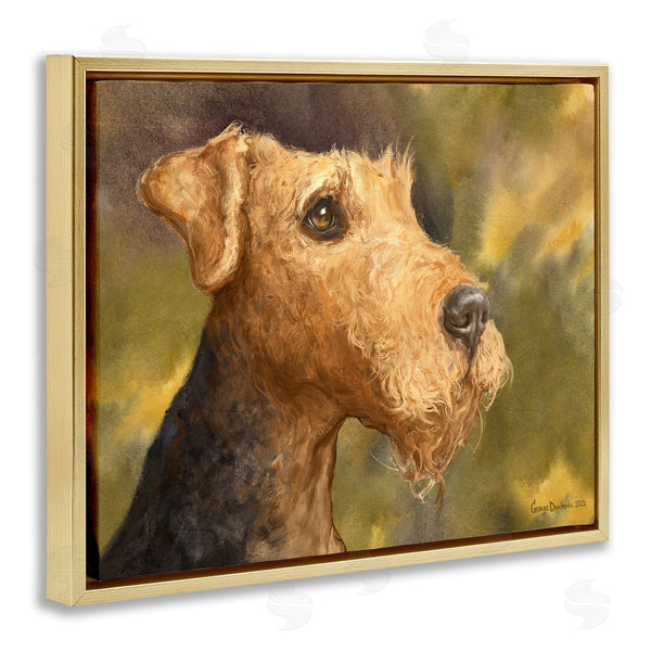 Stupell Industries George Dyachenko | Airedale Terrier Dog Watercolor Pet Portrait Green Brown