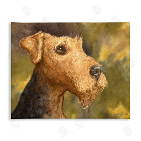 stupell industries George Dyachenko | Airedale Terrier Dog Watercolor Pet Portrait Green Brown