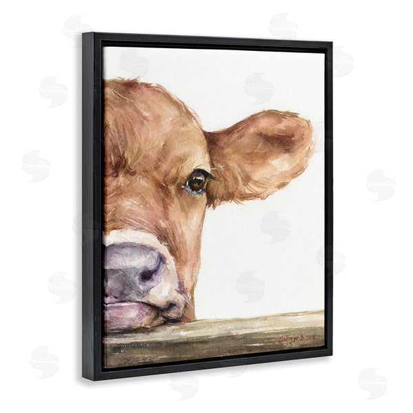 Stupell Industries George Dyachenko | Baby Calf Cow Resting Head Up-Close Rural Wall Art