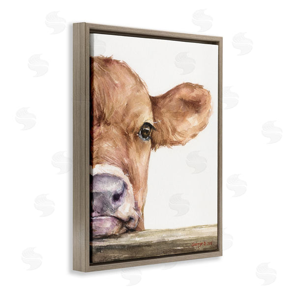Stupell Industries George Dyachenko | Baby Calf Cow Resting Head Up-Close Rural Wall Art