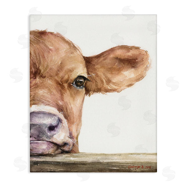 stupell industries George Dyachenko | Baby Calf Cow Resting Head Up-Close Rural Wall Art