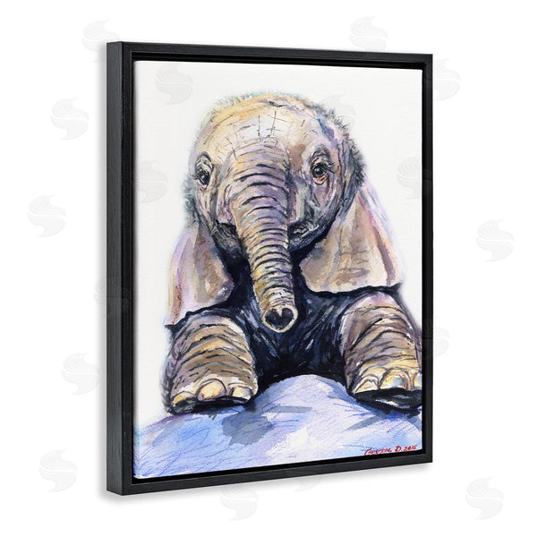 Stupell Industries George Dyachenko | Baby Elephant Small Trunk Adorable Safari Animal Wall Art