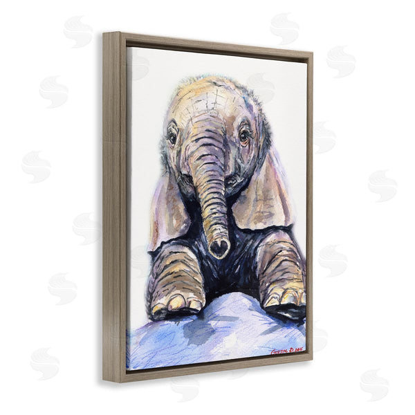 Stupell Industries George Dyachenko | Baby Elephant Small Trunk Adorable Safari Animal Wall Art