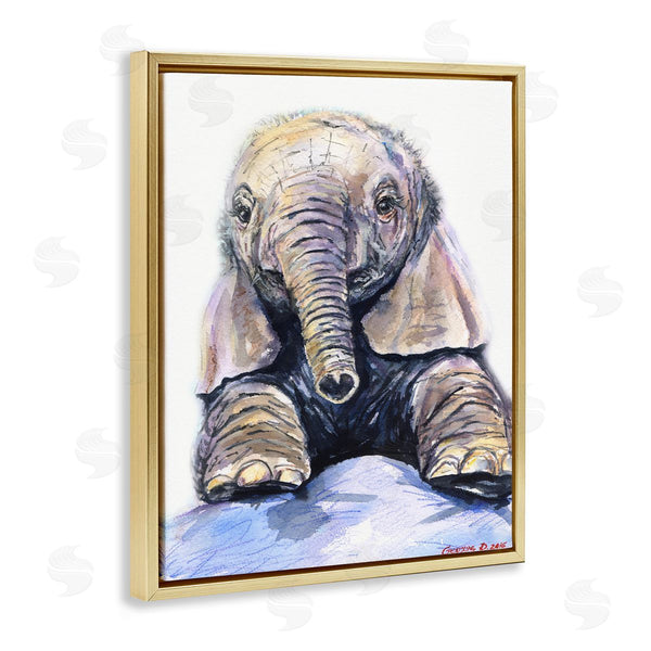 Stupell Industries George Dyachenko | Baby Elephant Small Trunk Adorable Safari Animal Wall Art