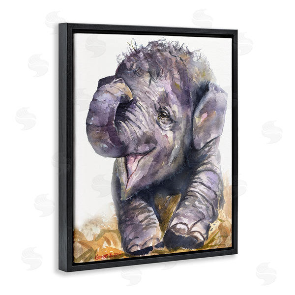 Stupell Industries George Dyachenko | Baby Elephant Yawning Adorable Safari Animal Portrait