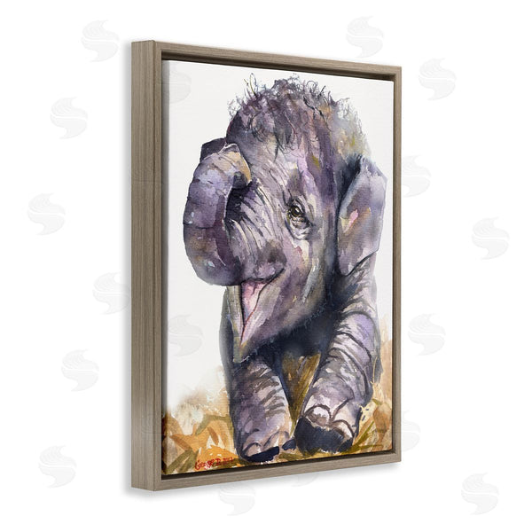 Stupell Industries George Dyachenko | Baby Elephant Yawning Adorable Safari Animal Portrait