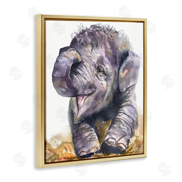 Stupell Industries George Dyachenko | Baby Elephant Yawning Adorable Safari Animal Portrait