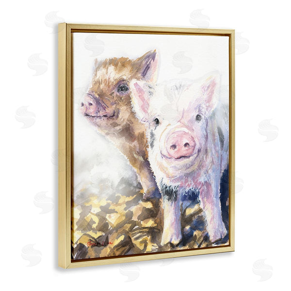 Stupell Industries George Dyachenko | Baby Piglets Smiling Adorable Farm Animals