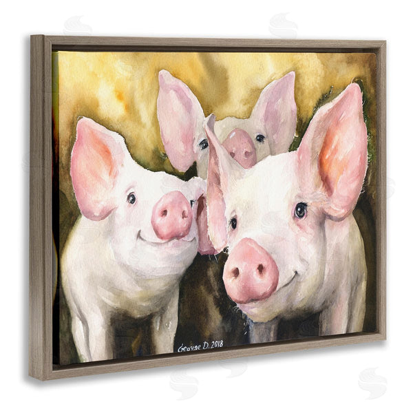 Stupell Industries George Dyachenko | Baby Pigs On Yellow
